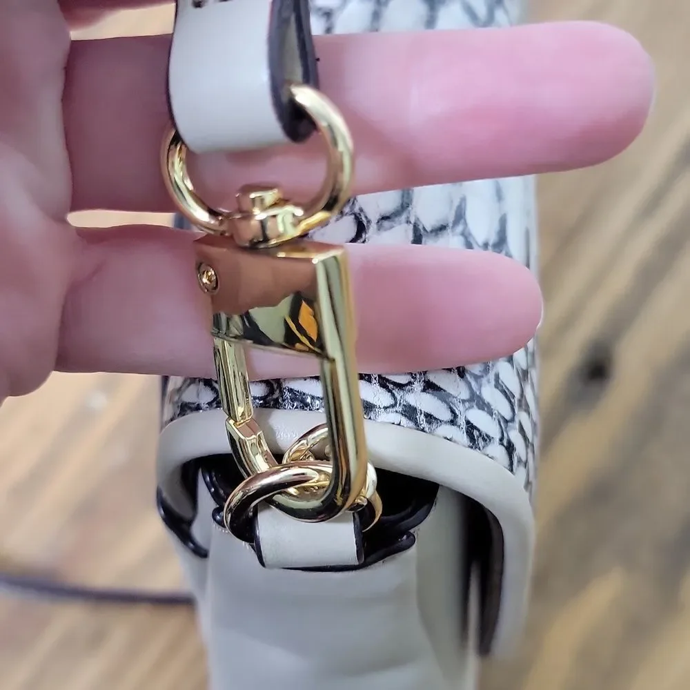 Antonio Melani. Elegant Cream and Silver Snakeskin Bag. EUC
